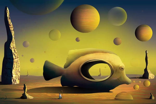 Kids Ocean Life Art: Paisagem com Peixe (Landscape With Fish) by Marcel Caram