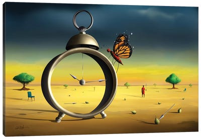 Cena Com Despertador (Scene With Alarm Clock) Canvas Art Print - Monarch Butterflies