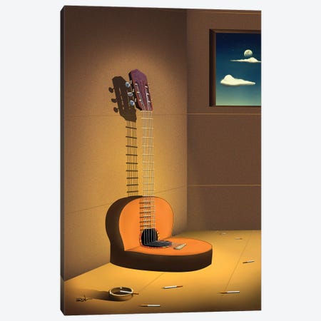 Violao Na Parede (Guitar On Wall) Canvas Print #MCA48} by Marcel Caram Art Print