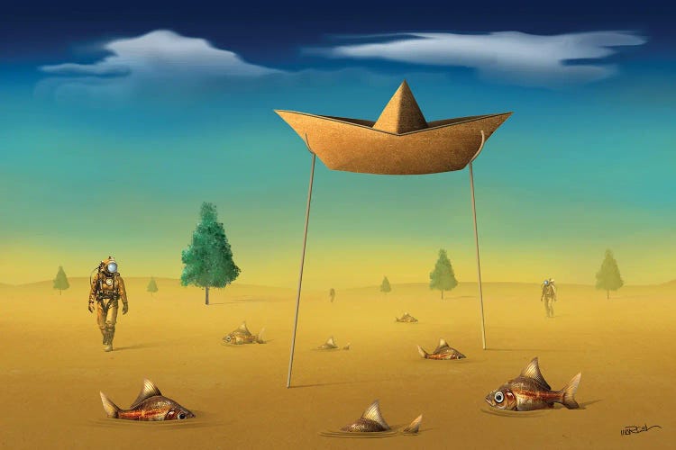 Metaphysical Scene With Little Boat by Marcel Caram wall art