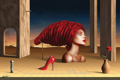 Woman With Red Turban by Marcel Caram multi panel art