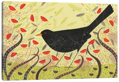 Blackbird Canvas Art Print - Crow Art