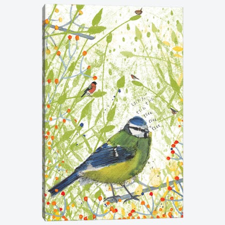 Blue Tit Canvas Print #MCE19} by Michelle Campbell Canvas Wall Art