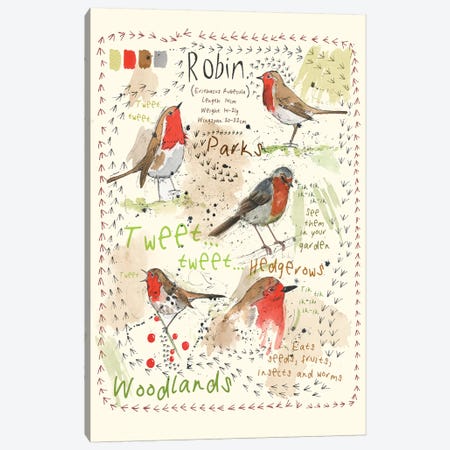 Birds In Your Garden - Robin Canvas Print #MCE1} by Michelle Campbell Canvas Art