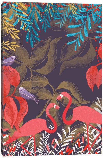 Flamingo Love Canvas Art Print - Michelle Campbell