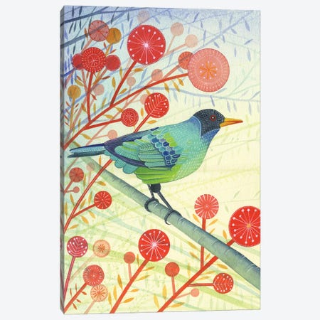 Green Honeycreeper Canvas Print #MCE24} by Michelle Campbell Canvas Wall Art