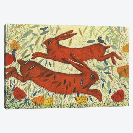 Hares & Crow Canvas Print #MCE26} by Michelle Campbell Canvas Wall Art