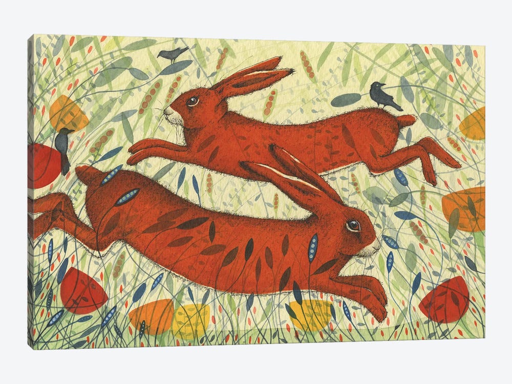 Hares & Crow by Michelle Campbell 1-piece Art Print
