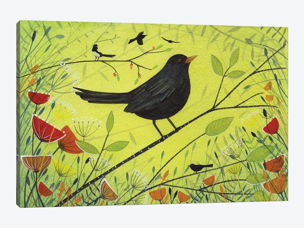 Spring Blackbird by Michelle Campbell 1-piece Canvas Artwork