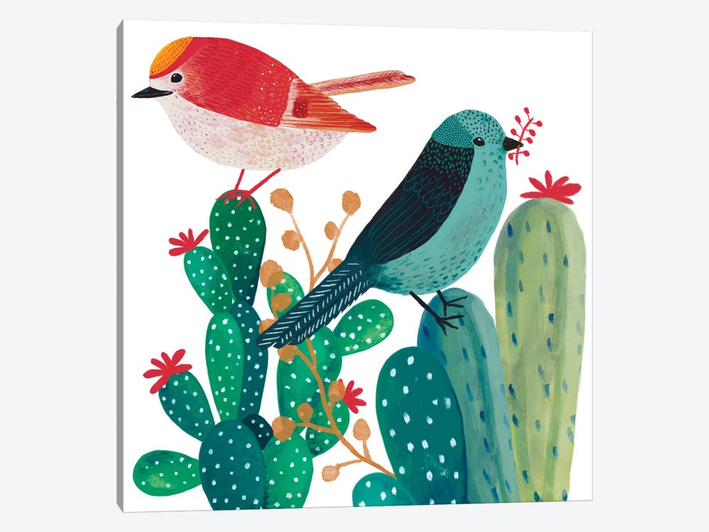 Birds And Cactus by Michelle Campbell 1-piece Art Print