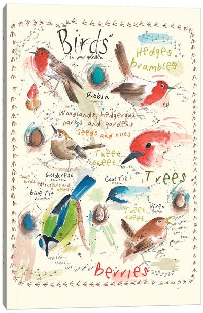 Birds In Your Garden IV Canvas Art Print - Michelle Campbell