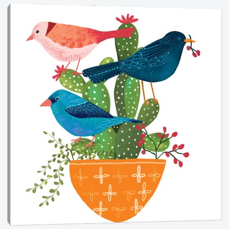 Three Beautiful Birds Canvas Print #MCE61} by Michelle Campbell Art Print