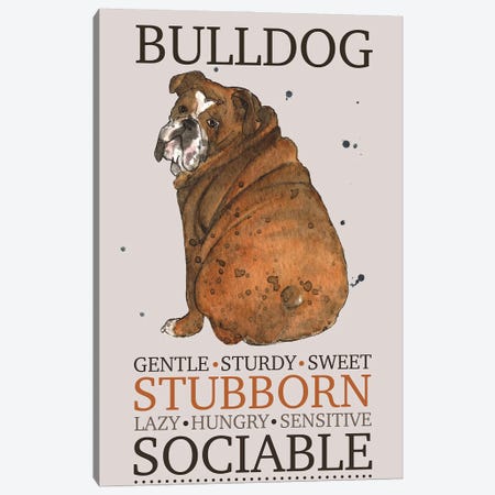 Bulldog Dog Characteristics Canvas Print #MCE66} by Michelle Campbell Canvas Wall Art