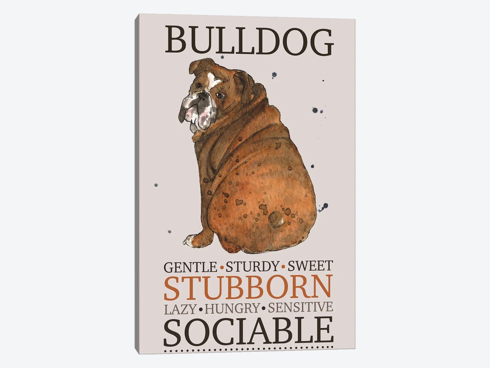 Bulldog Dog Characteristics by Michelle Campbell 1-piece Art Print