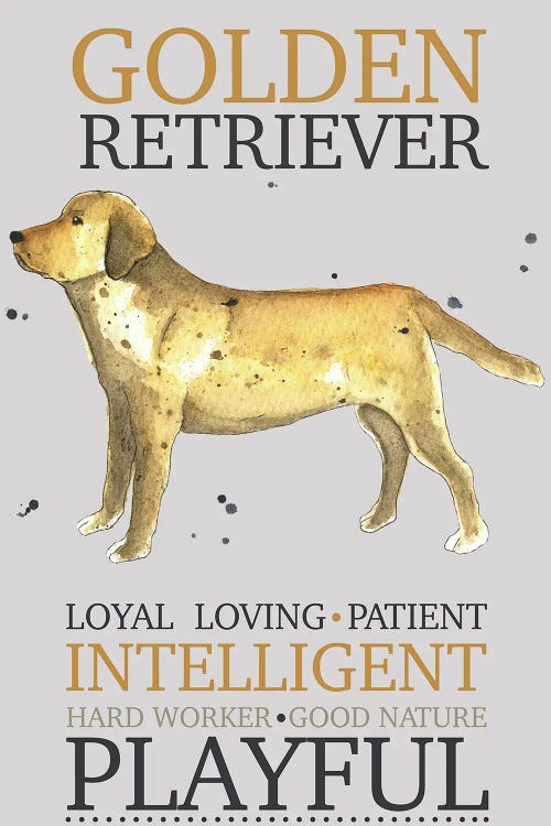 Golden Retriever Dog Characteristics by Michelle Campbell wall art