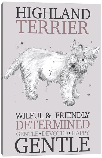 Highland Terrier Dog Characteristics Canvas Art Print - West Highland White Terrier Art