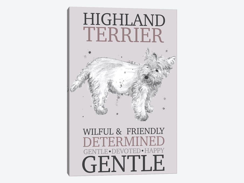 Highland Terrier Dog Characteristics by Michelle Campbell 1-piece Canvas Art