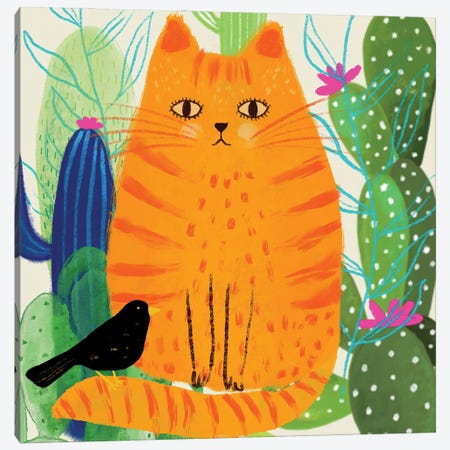 Orange Colourful Ginger Cat Canvas Print #MCE79} by Michelle Campbell Canvas Wall Art
