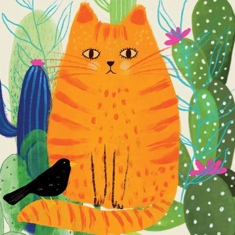 Orange Colourful Ginger Cat by Michelle Campbell wall art