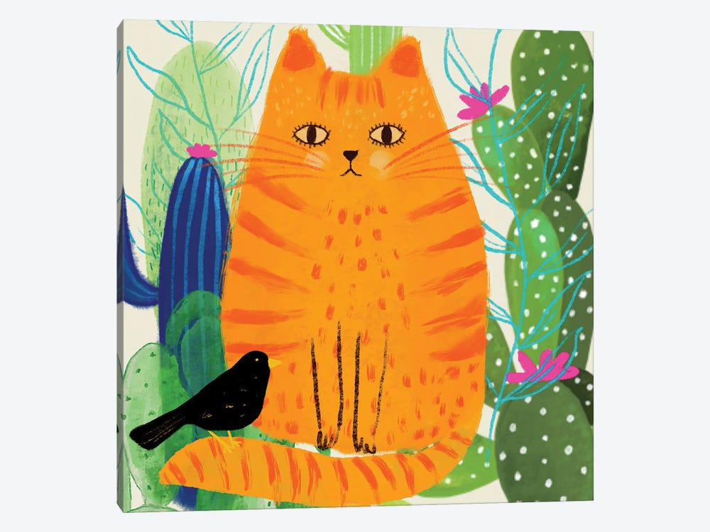 Orange Colourful Ginger Cat by Michelle Campbell 1-piece Canvas Print