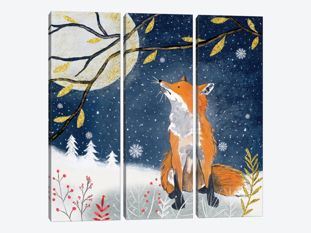 Night Fox by Michelle Campbell 3-piece Canvas Art
