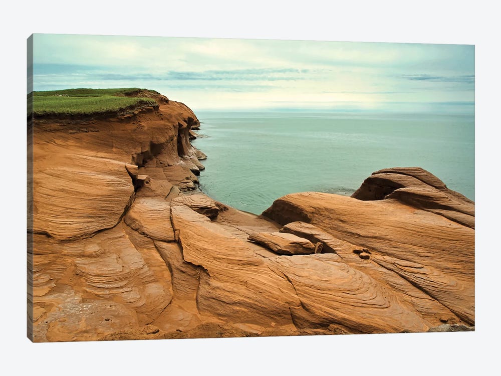 Canada, Quebec, Iles-De-La-Madeleine. Red Cliffs And Ocean by Michele Molinari 1-piece Canvas Art Print
