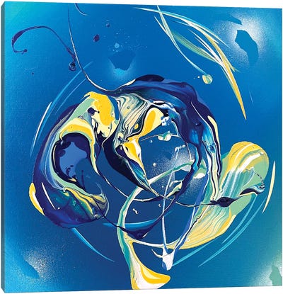 Van Gogh's Shooting Stars VII Canvas Art Print - Blue Abstract Art