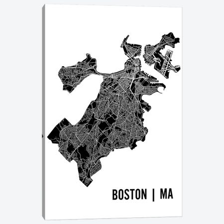 Boston Map Canvas Print #MCP10} by Mr. City Printing Canvas Print