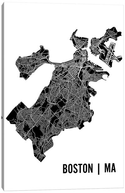 Boston Map Canvas Art Print - Urban Maps