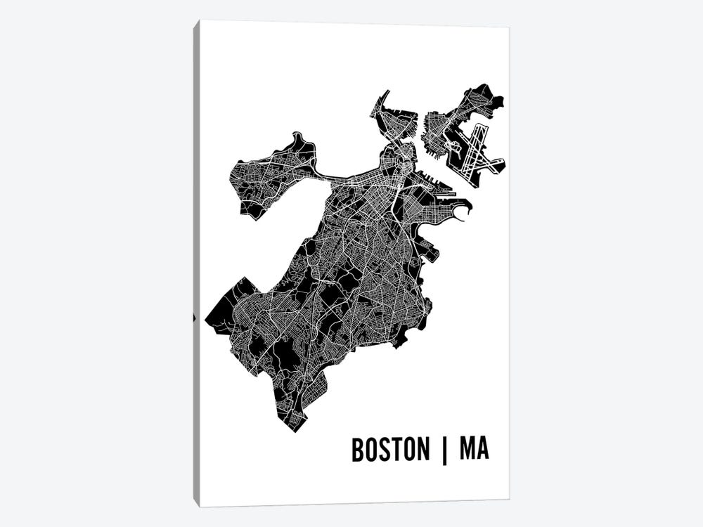 Boston Map by Mr. City Printing 1-piece Canvas Art Print