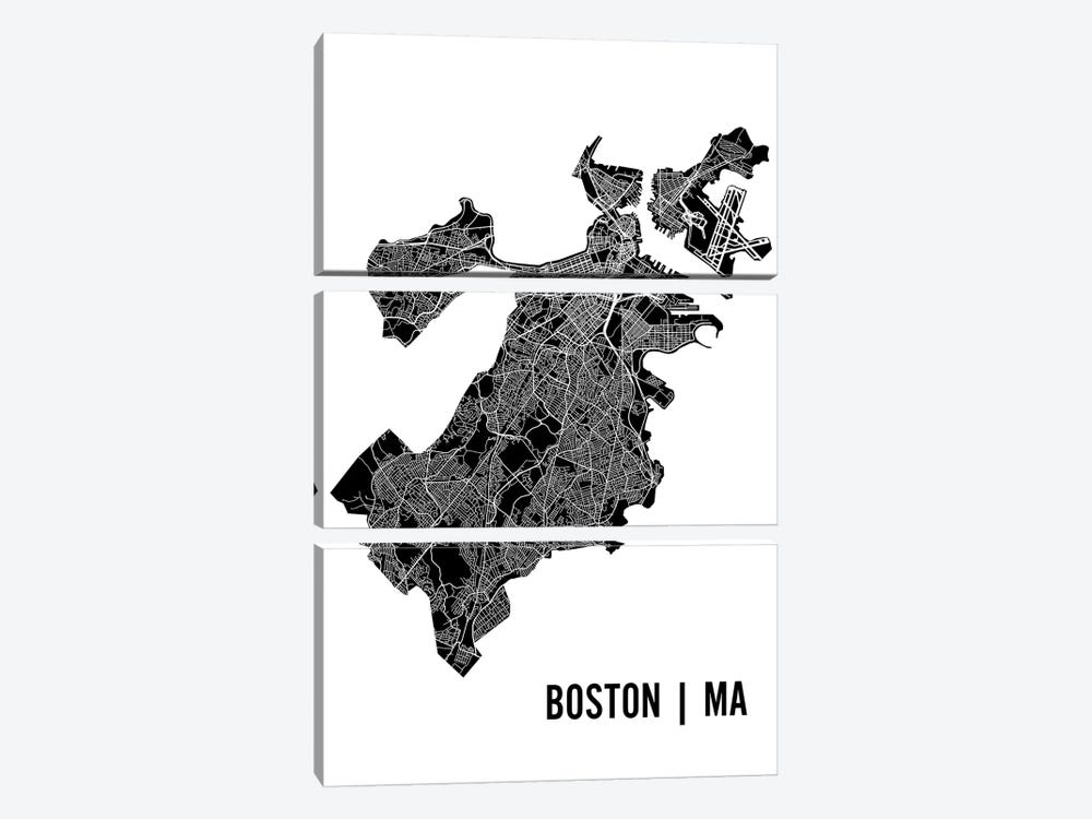 Boston Map by Mr. City Printing 3-piece Canvas Print