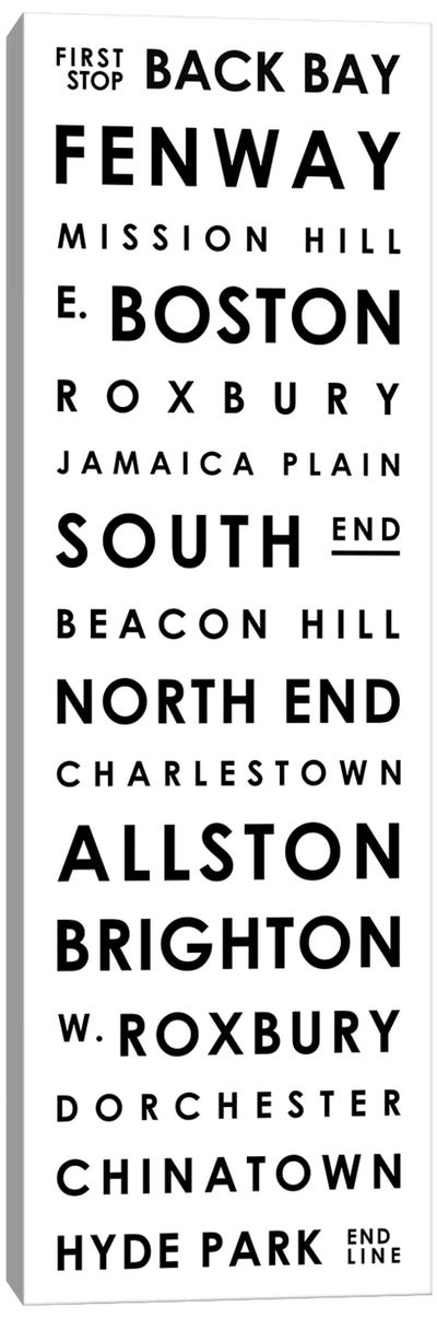 Boston Typographical Neighborhoods Canvas Art Print