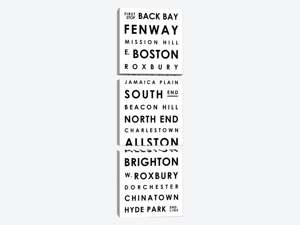 Boston Typographical Neighborhoods by Mr. City Printing 3-piece Canvas Wall Art