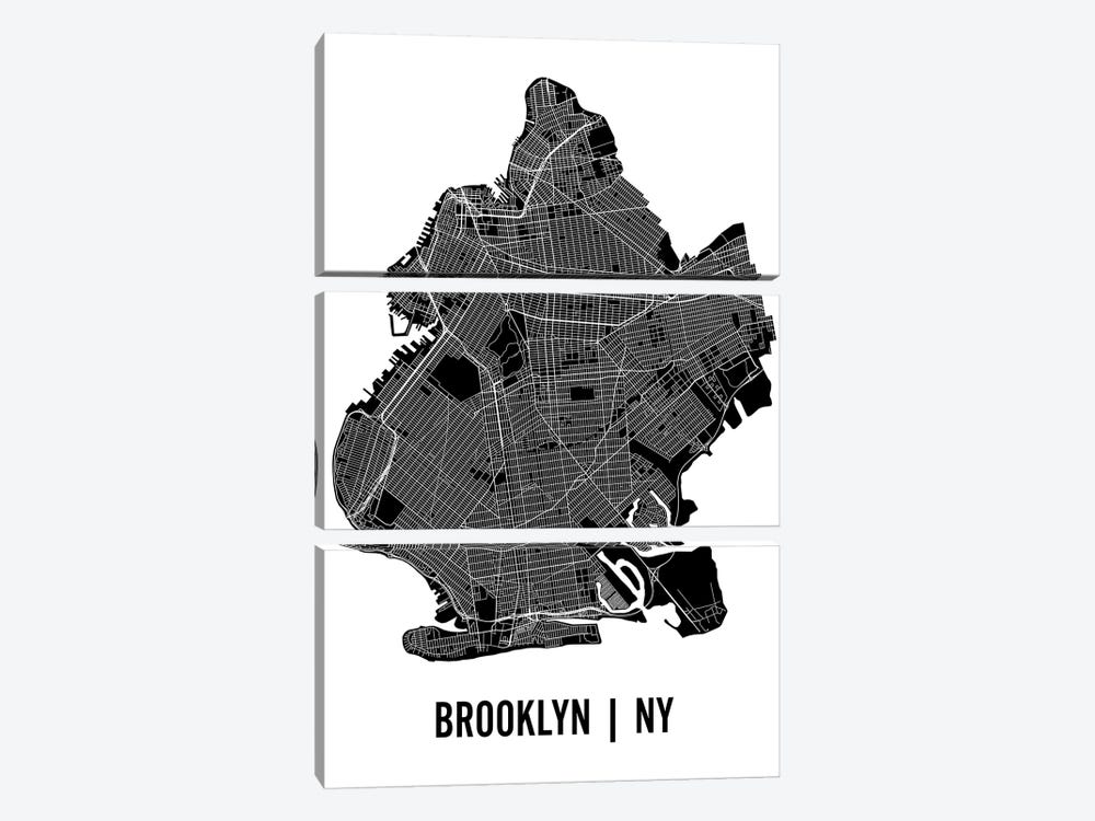 Brooklyn Map 3-piece Canvas Print