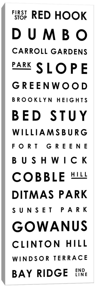 Brooklyn Typographical Neighborhoods Canvas Art Print - Mr. City Printing