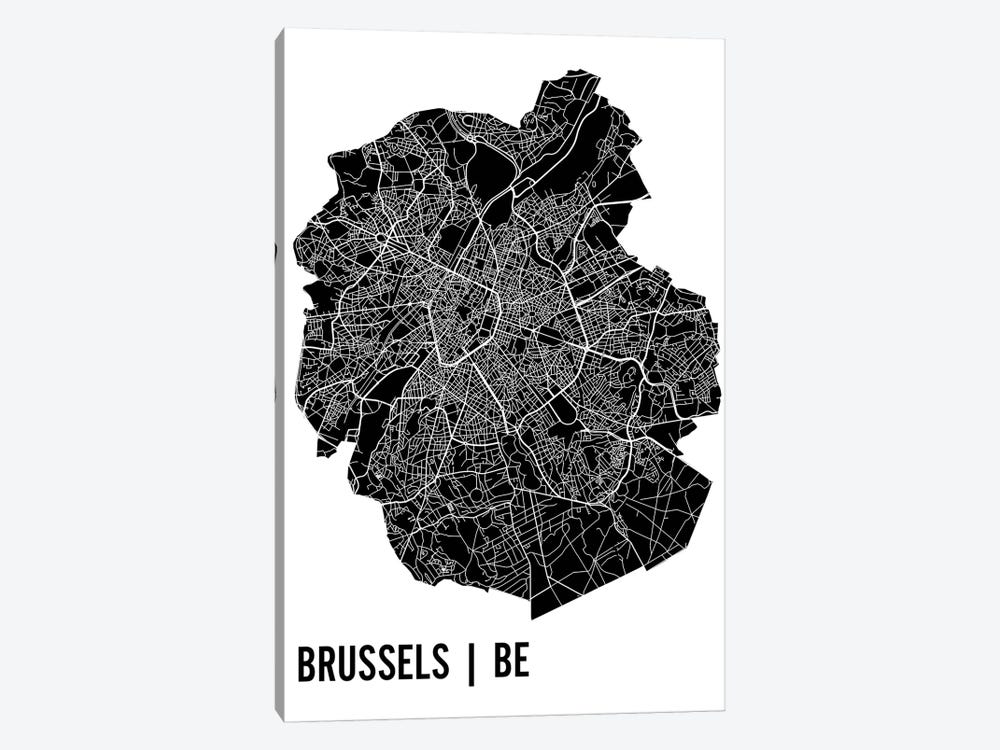 Brussels Map by Mr. City Printing 1-piece Canvas Art Print