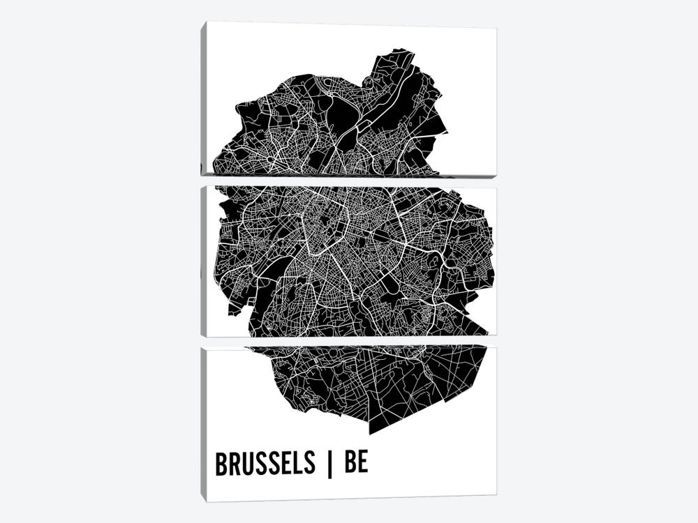 Brussels Map by Mr. City Printing 3-piece Canvas Art Print