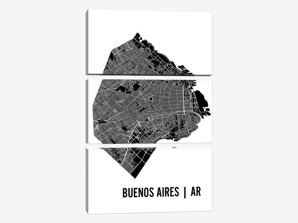 Buenos Aires Map by Mr. City Printing 3-piece Canvas Wall Art
