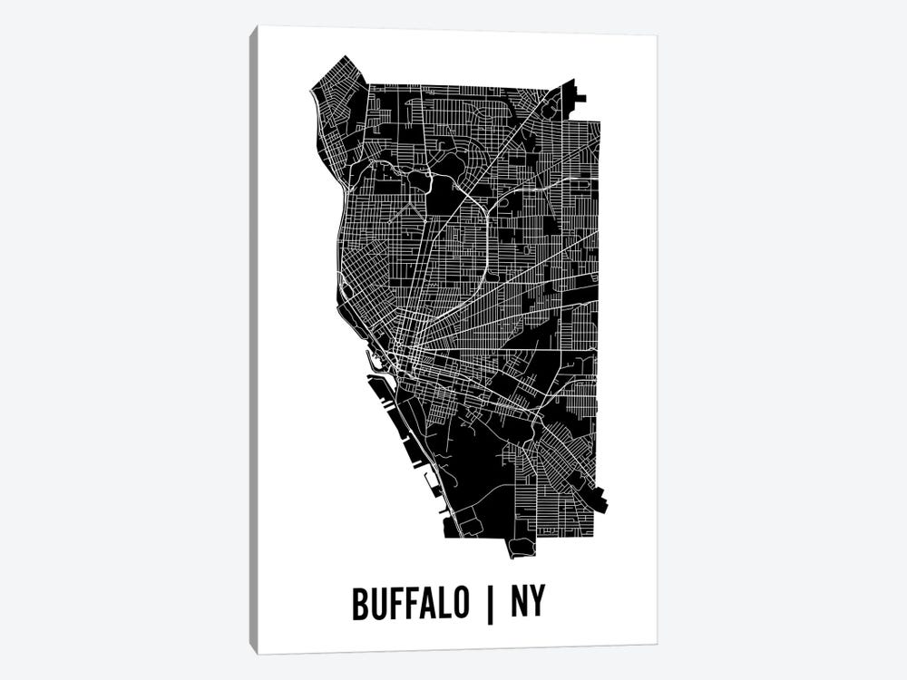 Buffalo Map by Mr. City Printing 1-piece Canvas Art Print