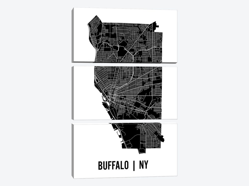 Buffalo Map by Mr. City Printing 3-piece Canvas Print