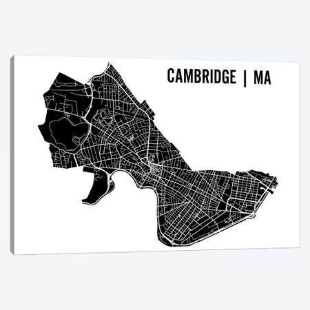 Cambridge Black Map Canvas Print #MCP18} by Mr. City Printing Art Print
