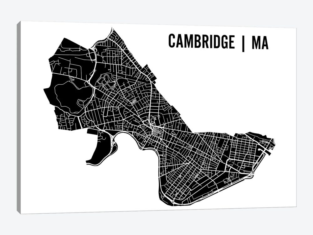 Cambridge Black Map by Mr. City Printing 1-piece Art Print