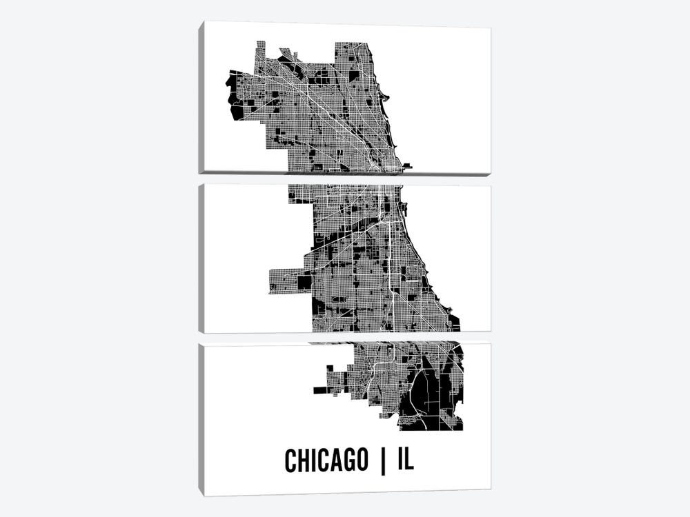 Chicago Map by Mr. City Printing 3-piece Canvas Art