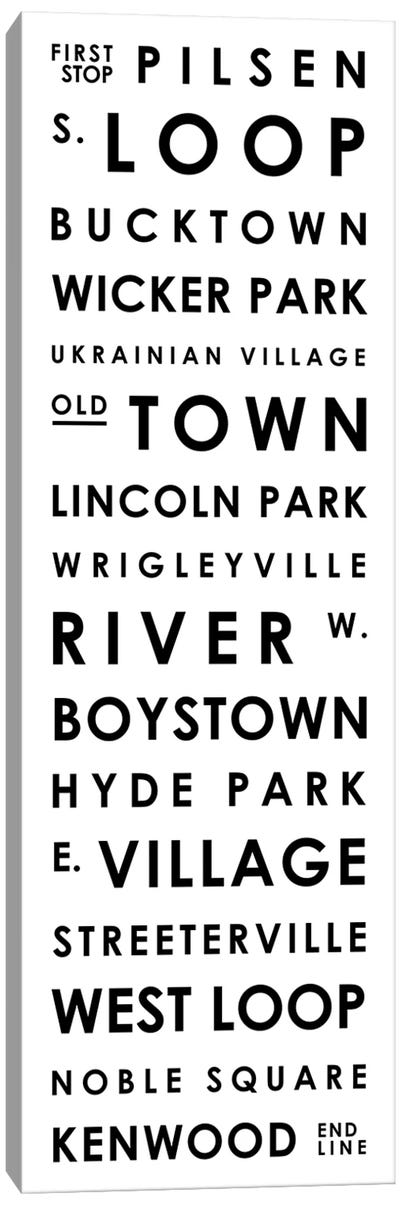 Chicago Typographical Neighborhoods Canvas Art Print - Mr. City Printing