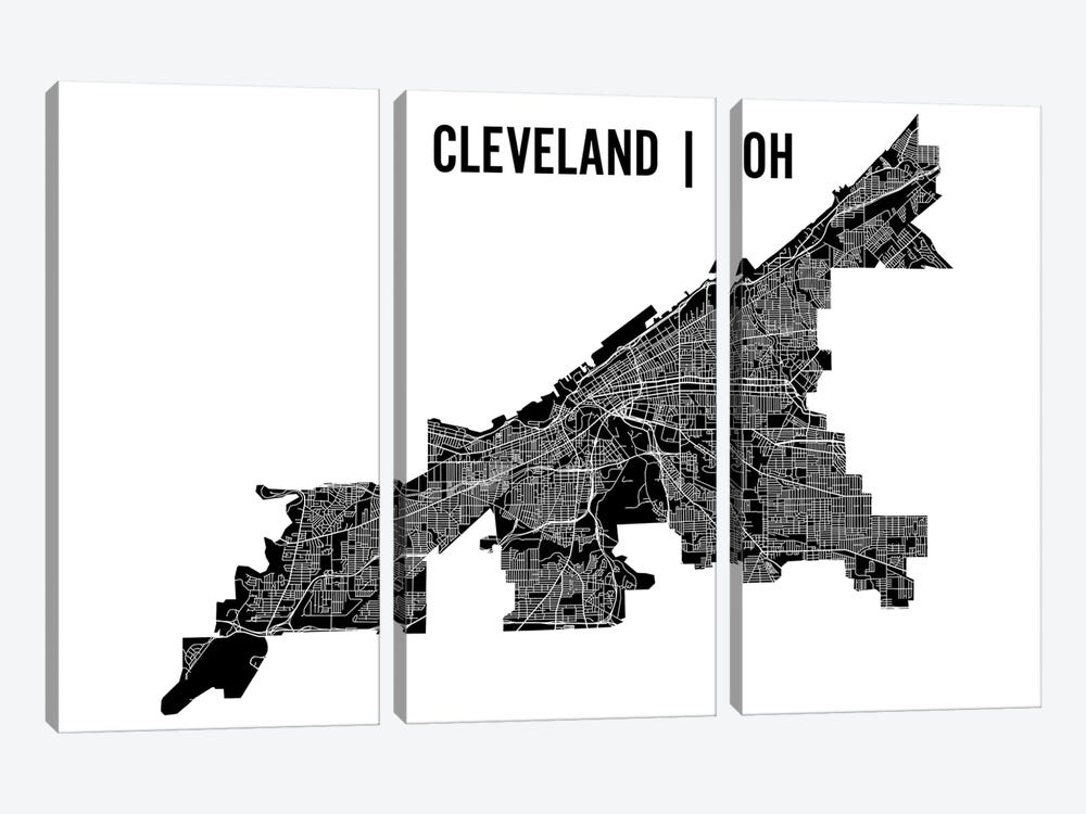 Cleveland Map by Mr. City Printing 3-piece Canvas Artwork