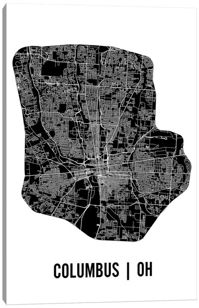Columbus Map Canvas Art Print - Mr. City Printing