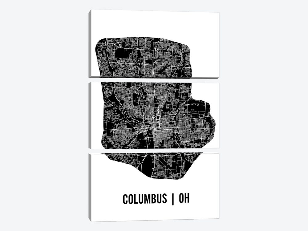Columbus Map by Mr. City Printing 3-piece Canvas Art Print
