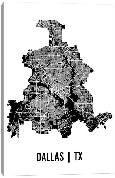 Dallas Map Canvas Art Print - Mr. City Printing