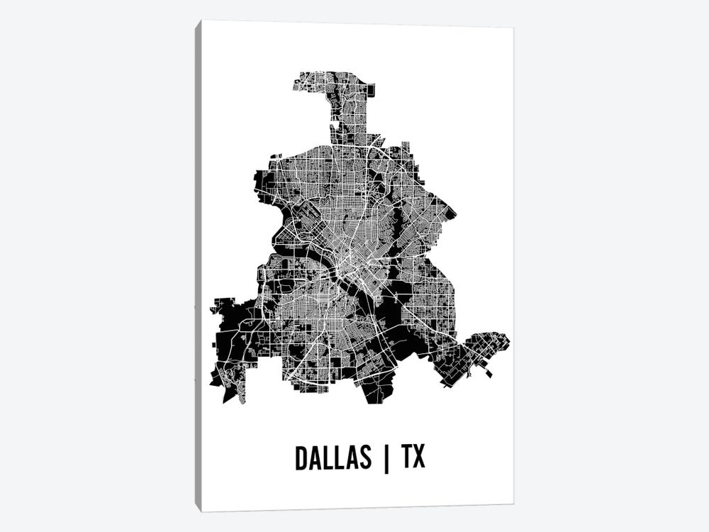 Dallas Map by Mr. City Printing 1-piece Canvas Wall Art