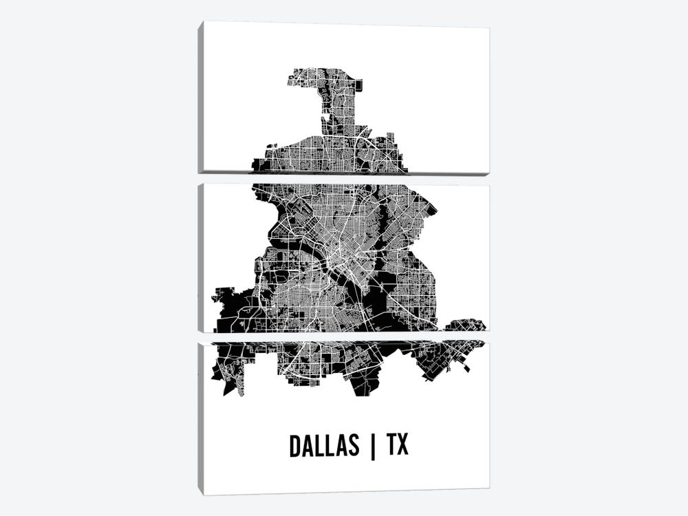 Dallas Map by Mr. City Printing 3-piece Canvas Art